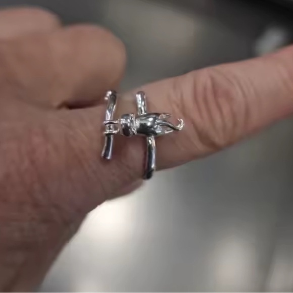 Cat Silver Hanging Ring – Adjustable Silver Animal Lover Jewelry - Picture 9 of 9